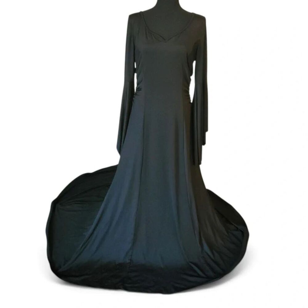 Morticia Addams Costume Black Maxi Dress Small Vampire Witch Halloween Gown S